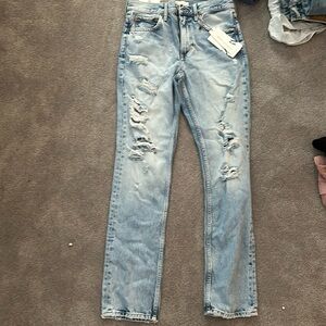 Zara light blue ripped jeans
